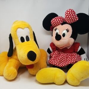 Disney Minnie Mouse Pluto Plush Vintage World Toy Vacation Christmas